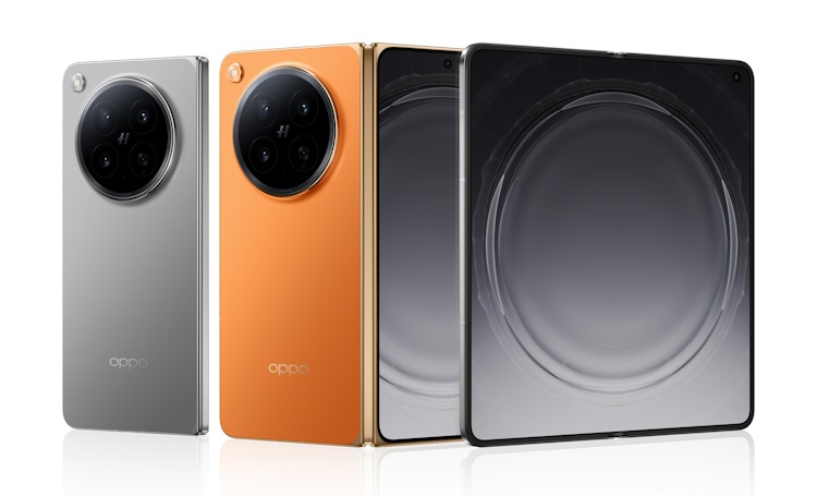 OPPO Find N6 in Stellar Titanium und Blossom Orange (Bild: OPPO) OPPO Find N6 in Stellar Titanium und Blossom Orange