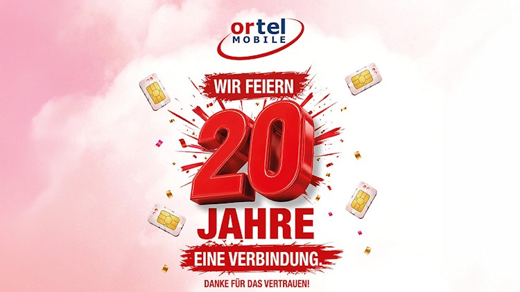 Ortel Mobile feiert 20 Jahre mit einem Aktionstarif (Bild: Telefónica Deutschland / Ortel Mobile) Ortel Mobile feiert 20 Jahre mit einem Aktionstarif