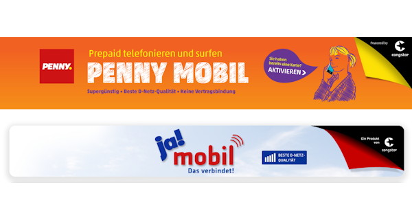Penny Mobil und ja! mobil Logos