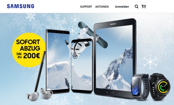 Samsung Winterspiele-Aktion (Screenshot: shop.samsung.com/de/winterspiele) Samsung Winterspiele-Aktion