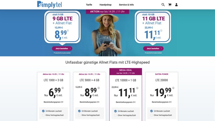 simplytel: Allnet-Flat mit 11 GB für 11,11 Euro