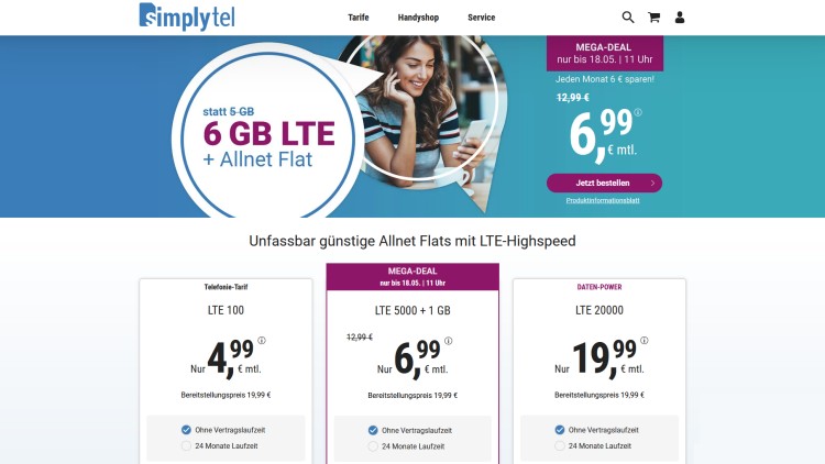 simplytel LTE All 6 GB für 6,99 Euro