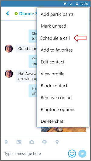 Anrufplanung in Skype App