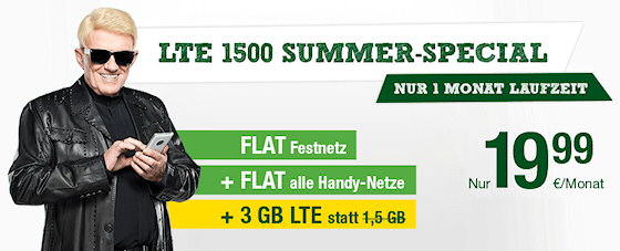 smartmobil: LTE 1500 Special mit 3 GB LTE-Datenvolumen für 19,99 Euro