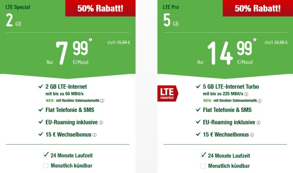 smartmobil LTE Special und LTE Pro Tarife