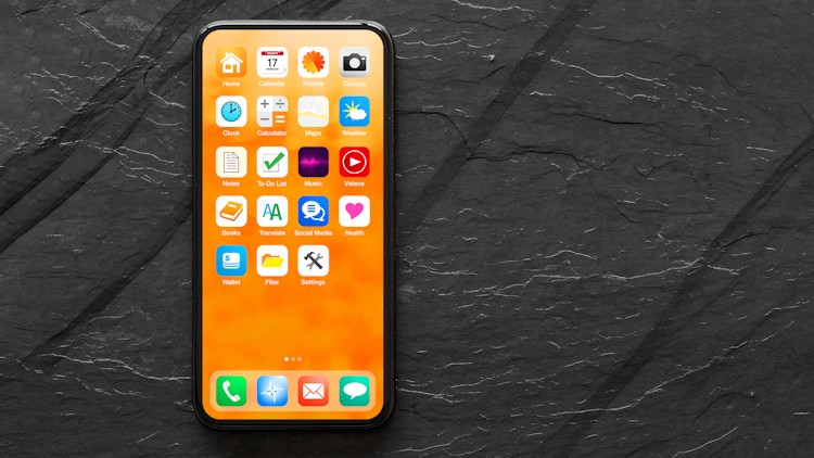Smartphone mit Apps auf dem Homescreen