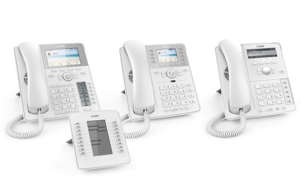 Snom D785, D735 und D715 Tischtelefone in Weiß