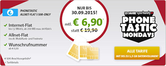 Sparhandy Phonetastic Monday: Allnet-Flat ab 6,90 Euro