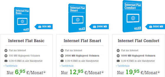 Neue Tele2 Internet Flats