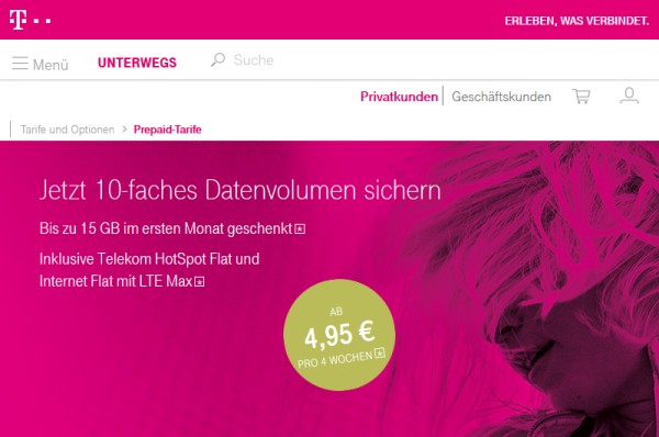 Telekom: 10-faches Datenvolumen für Prepaid-Kunden