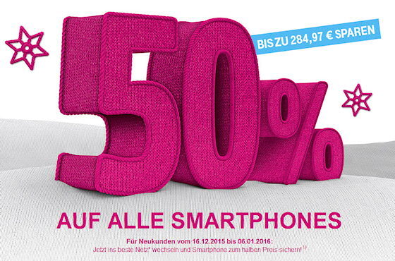 Telekom Aktion: 50 Prozent Rabatt auf Smartphones