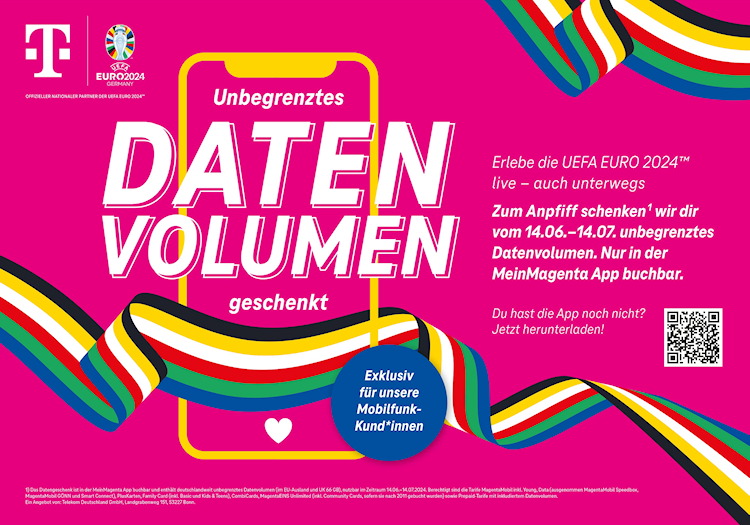 Telekom schenkt Mobilfunkkunden unbegrenztes Datenvolumen (Bild: Deutsche Telekom) Telekom schenkt Mobilfunkkunden unbegrenztes Datenvolumen - Aktion-Teaser