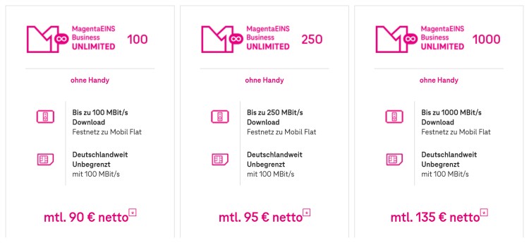 Telekom MagentaEINS Business Unlimited Tarife