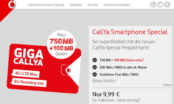 Vodafone CallYa Smartphone Special