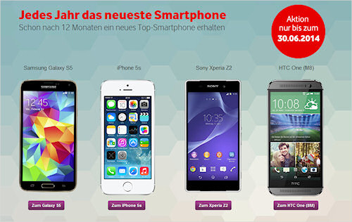 Vodafone NextPhone Option für ausgewählte Smartphones