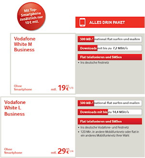 Vodafone White Business Tarife