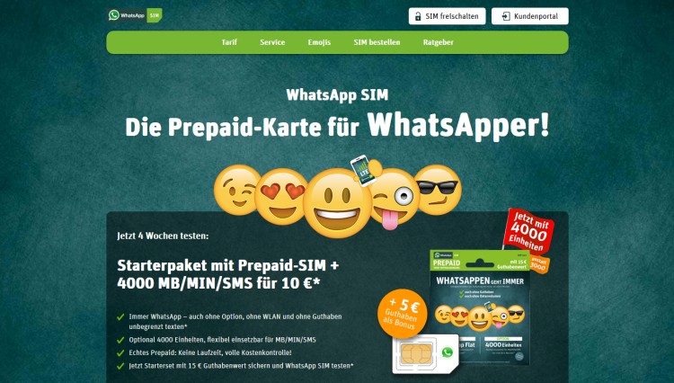 WhatsApp SIM Prepaid-Tarif