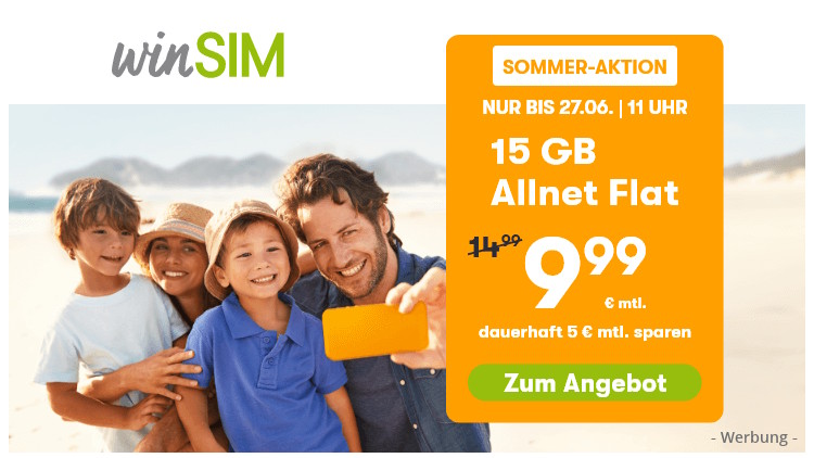 winSIM: Allnet Flat mit 15 GB für 9,99 Euro