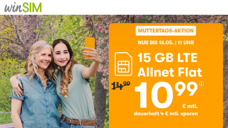 winSIM: LTE All Tarif mit 15 GB für 10,99 Euro