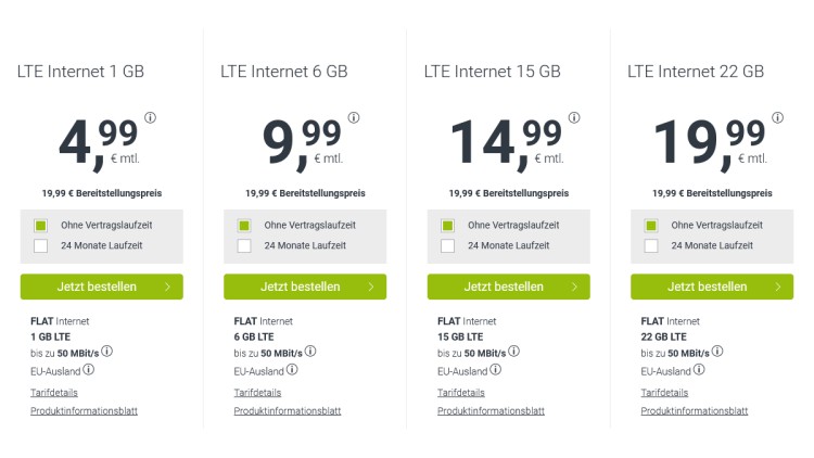 Neue Daten-Tarife bei winSIM